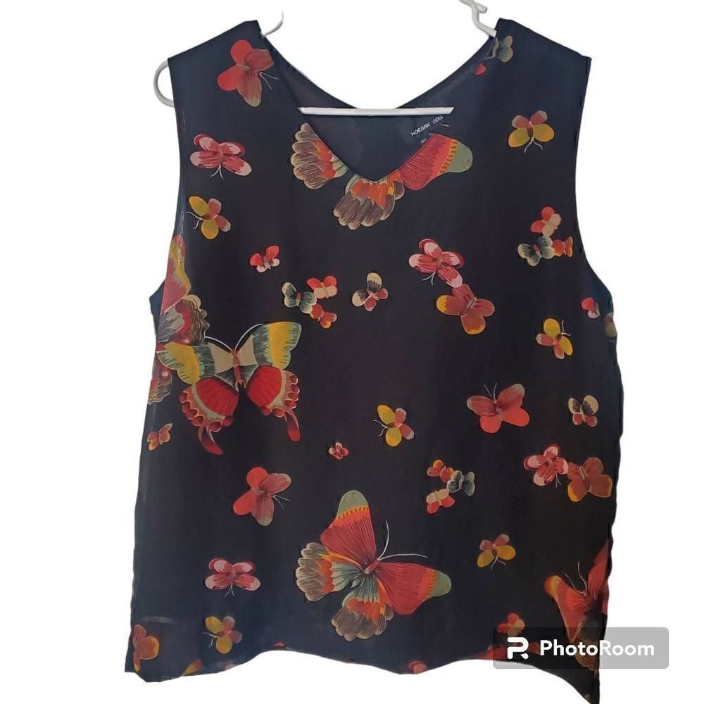 Morgan Cole Butterfly Silk Blouse Tank top  Medium